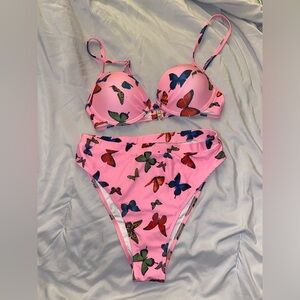 SHEIN Pink Butterfly Bikini Set
